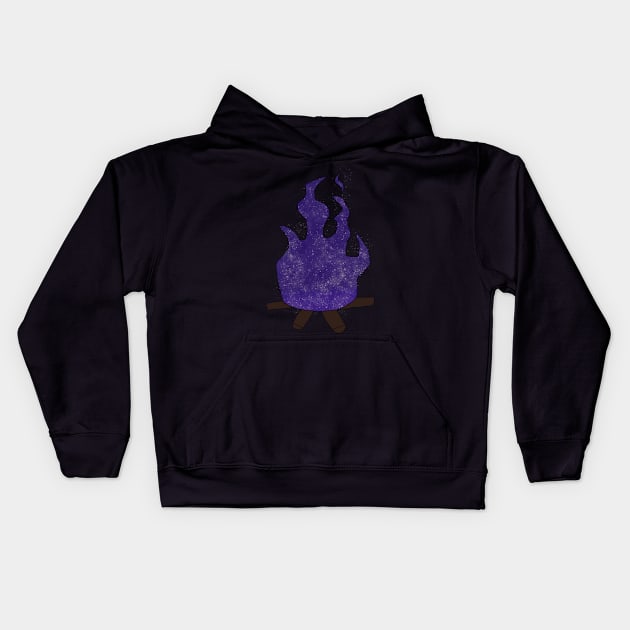 Purple Starry Flame Kids Hoodie by Usagicollection